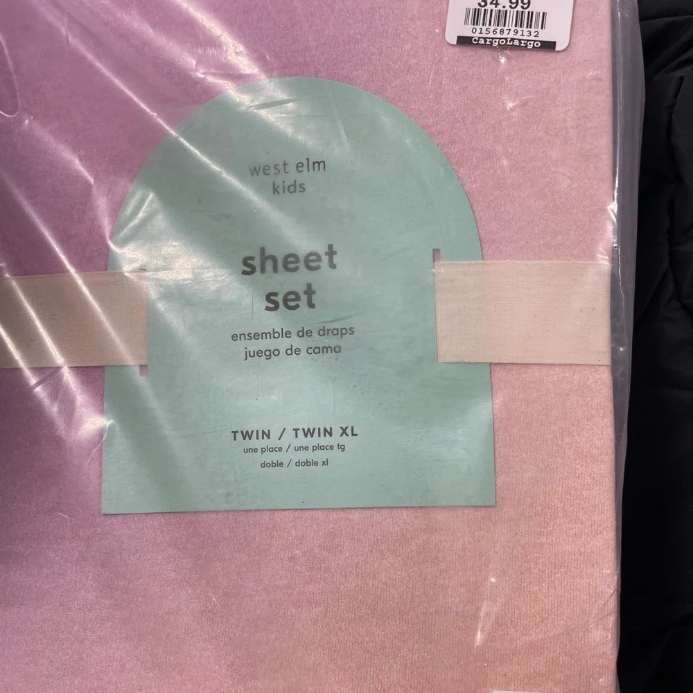 NWT West Elm Kids Rainboww Watwrcolor JerseySheet Set/ TwinTwin XL